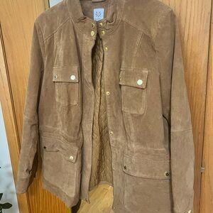Isaac Mizrahi Brown Suede Buttoned Jacket
